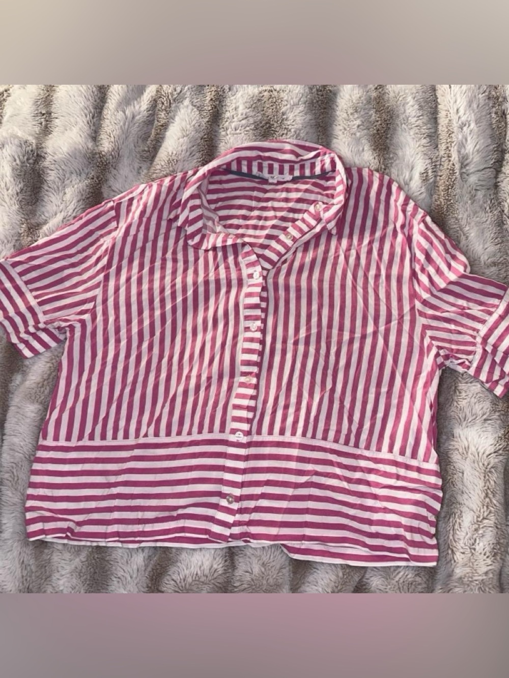Jane and Delancey Pink & White Striped Short-Sleeve Button-Down
